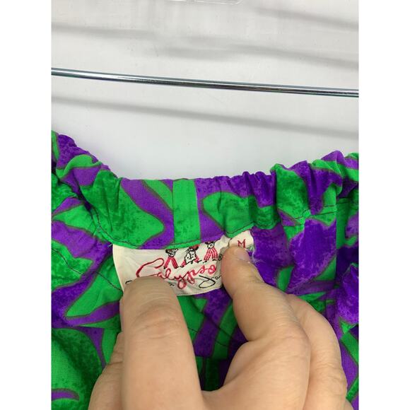 VTG Calypso 4 Pc Play Set Sz S Skirt Tie Top + Bikini Purple Green Floral Print - Picture 7 of 14